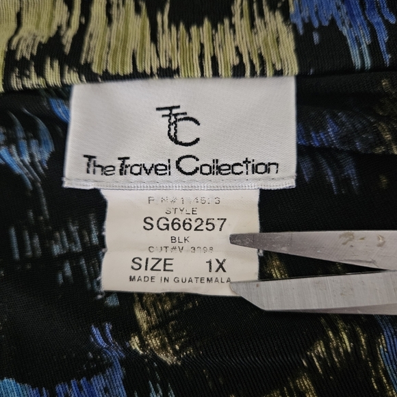 The Travel Collection Blue And Gold Button Down, Stretch, Size 1X, 80s Vintage - Picture 4 of 5